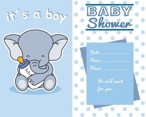 Elephant with baby bottle. baby shower boy