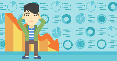 Bankrupt clutching his head vector illustration.