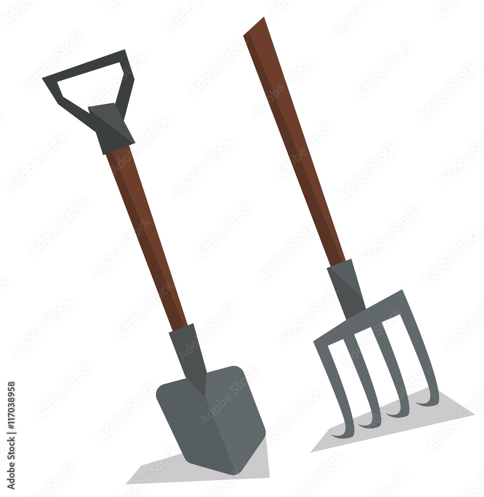 Canvas Prints agricultural shovel and pitchfork.