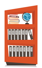 Office shelves with folders vector illustration