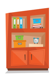 Office shelves with folders vector illustration.
