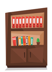 Office shelves with folders vector illustration.