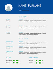 Resume / cv template design blue green teal headings