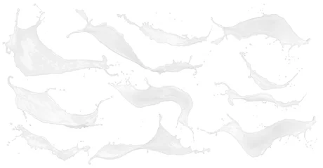 Foto op Aluminium Collection set of white milk / color splashes isolated on white background / Sammlung Set weißer Milchspritzer / Farbspritzer isoliert  © stockphoto-graf
