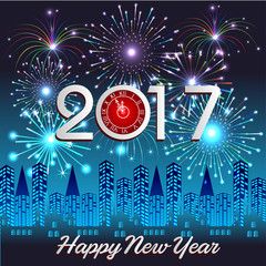 Fireworks display happy New Year 2017 