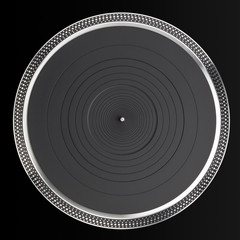 turntable platter on black, top view