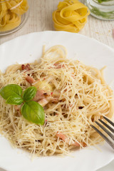  Spaghetti carbonara with parmesan