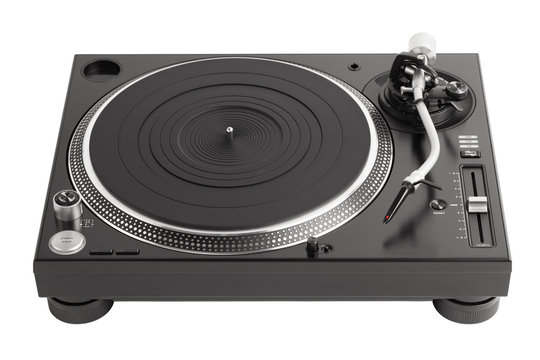 professional dj turntable isolated on white
