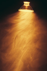 halogen lamp with reflector, warm spotlight in fog