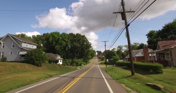 A personal perspective of driving in a typical western Pennsylvania small town or residential neighborhood.  	