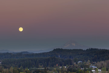 Full Moon Rising Over Mount Hood