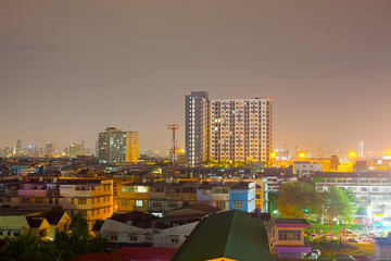 skyline of the Bangkuntien of Bangkok at night