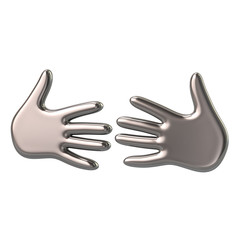 3d illustration of two silver hands