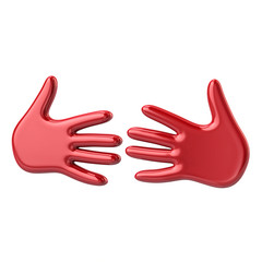 3d illustration of two red hands