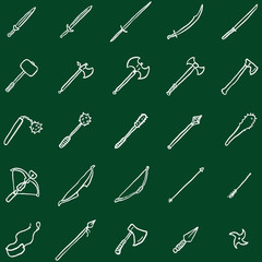 Vector Set of Chalk Doodle Medieval Weapon Icons