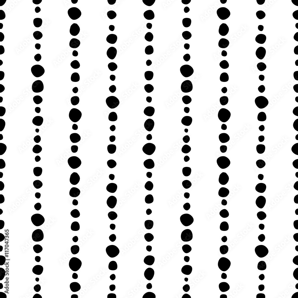 Wall mural seamless vector decorative hand drawn pattern. black and white geometric endless background with dot