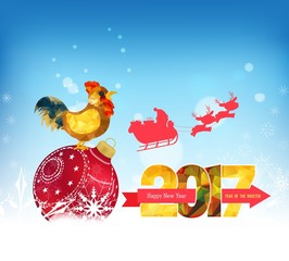 Merry christmas and Happy new year 2017 with red bauble