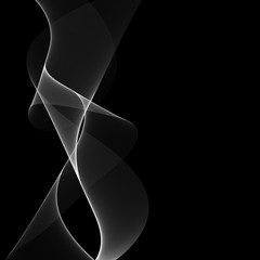 Transparent wave shapes on dark background