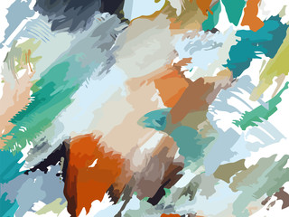 Abstract colorful background with paint strokes, splashes. Vector illustration.