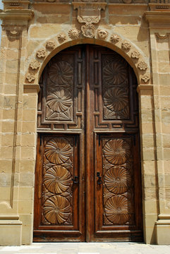 Wooden church door, Estepona.