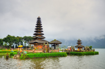 Pura Ulun Danu Bratan, Hindu temple on Bratan lake, Bali, Indonesia..