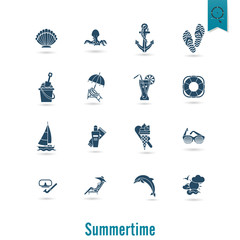 Summer and Beach Simple Flat Icons