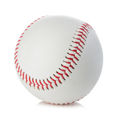 Baseball ball close-up on a white background.