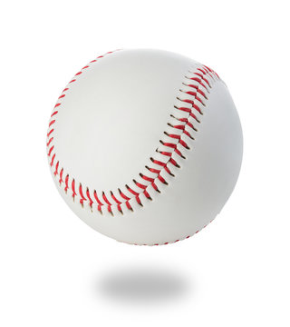 Baseball ball close-up on a white background.
