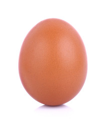 Single brown chicken egg isolated on white