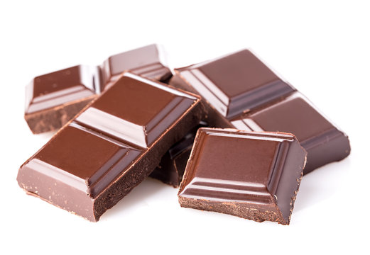 Chocolate bars isolated on white background.