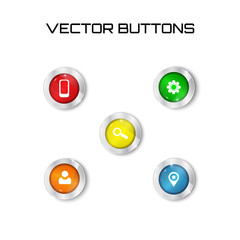 label set vector. 5 color buttons with glass surfise. icons.