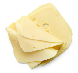 cheese slices on white background