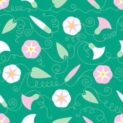 Seamless pattern with beautiful gentle bindweeds. It can be used