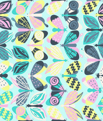Seamless pattern with beautiful bright butterflies