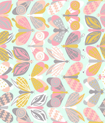 Seamless pattern with beautiful bright butterflies