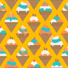 Seamless pattern with different kinds of ice cream