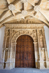 Fototapeta na wymiar SALAMANCA, SPAIN, APRIL - 17, 2016: The renaissance portal in the atrium of Colegio Arzobispo Fonseca.