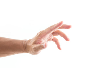 Hand grabbing on white background