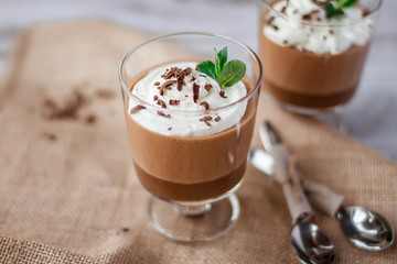 Chocolate dessert in glasses