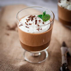 Chocolate dessert in glasses