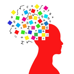 Brain processing ability concept with human head