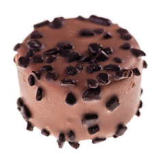 Single chocolate praline isolated