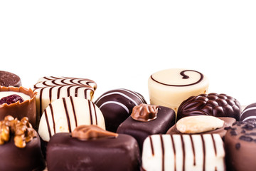 closeup of pralines isolated