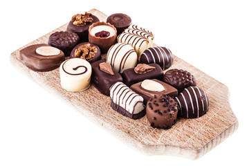 Pralines on a cutting board