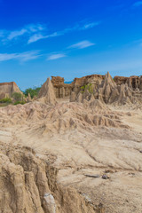 Texture of soil erosion called earth pillar in Nan, Thailand