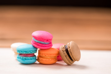 macaron on wood table