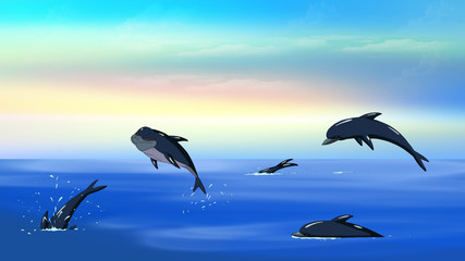 Dolphins in a Ocean