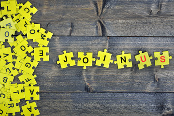 Puzzle with word Join Us