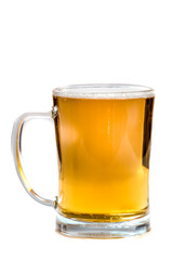 Frosty glass of light beer set isolated on a white background