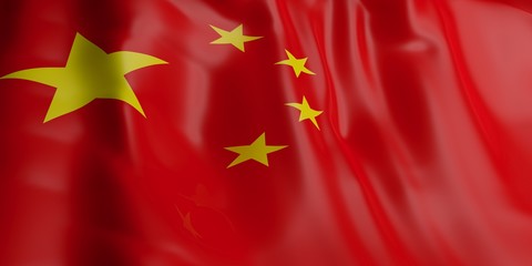 China flag. 3d illustration